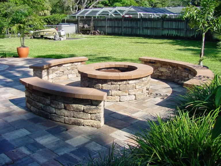 firepit with paver benches