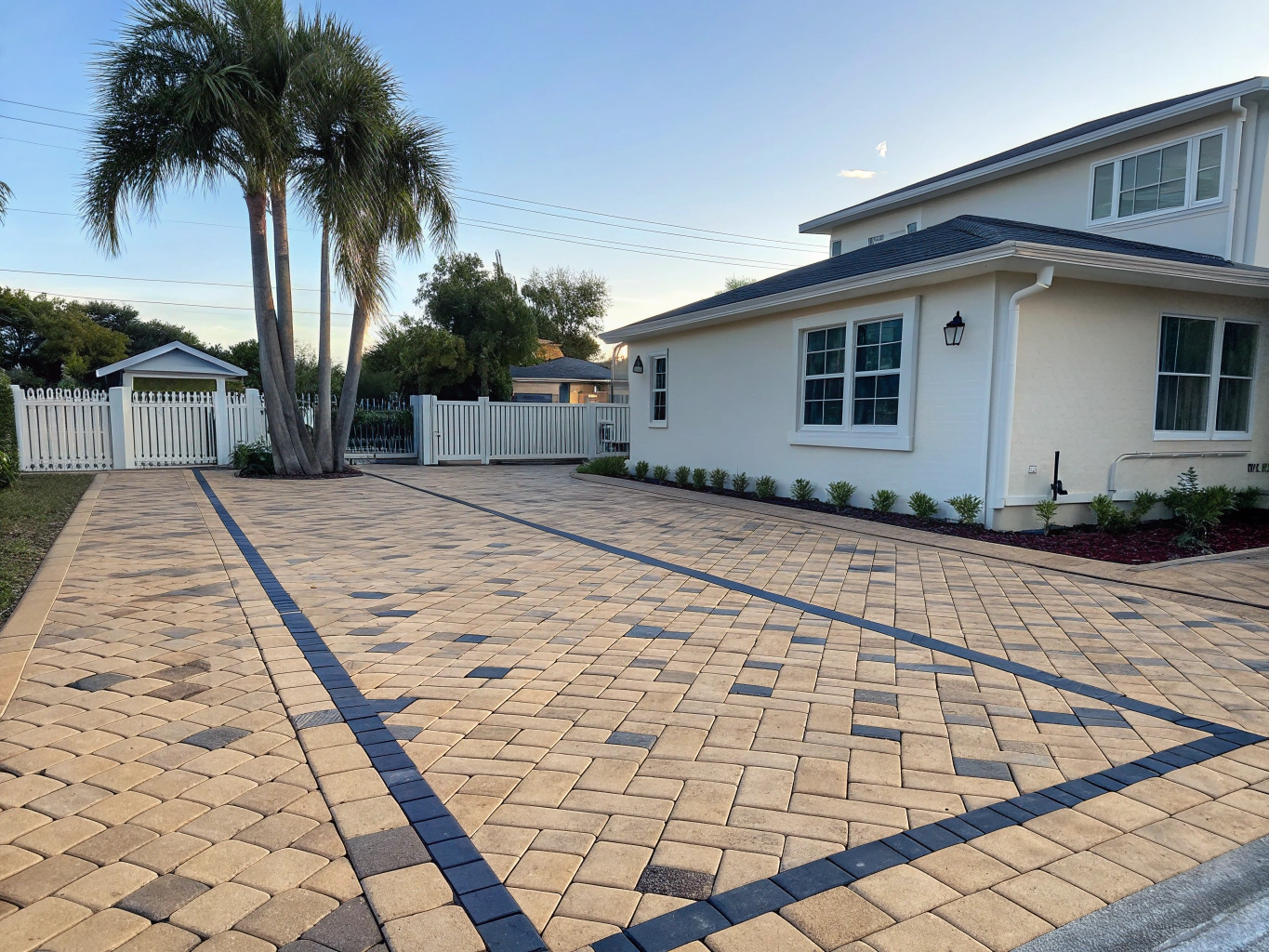 Interlocking stone paver driveway installation in Lakeland FL